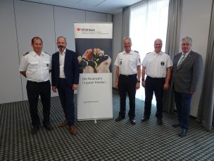 Der neue Vorstand der HFUK Nord hat am am Tag der konstituierenden Sitzung seine Arbeit aufgenommen (v.l.n.r. Ralf Gesk, Bernd Holtschneider, Frank Homrich, Andreas Fick (stellv. für André Wronski), Hans-Jürgen Kütbach). (Bild: Christian Heinz / HFUK Nord)